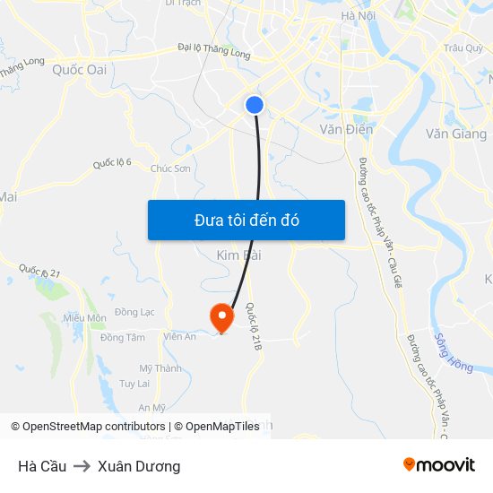 Hà Cầu to Xuân Dương map