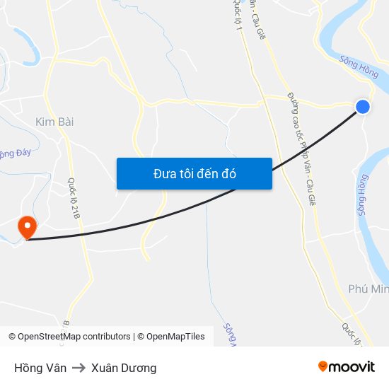 Hồng Vân to Xuân Dương map