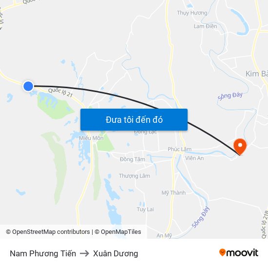 Nam Phương Tiến to Xuân Dương map