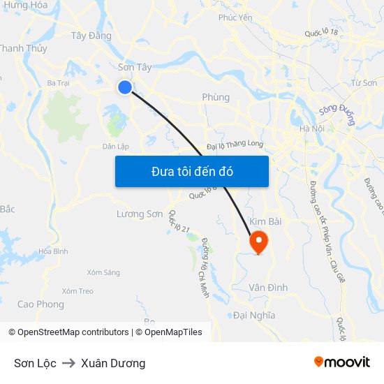 Sơn Lộc to Xuân Dương map