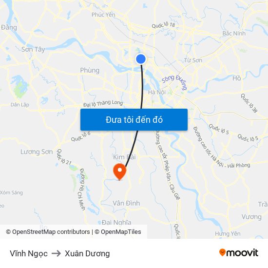 Vĩnh Ngọc to Xuân Dương map