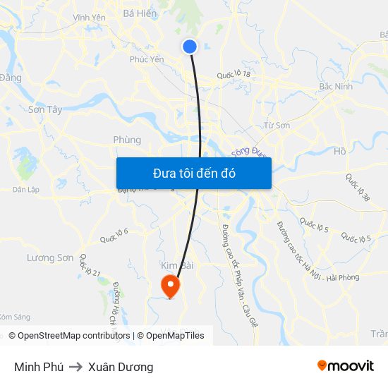 Minh Phú to Xuân Dương map