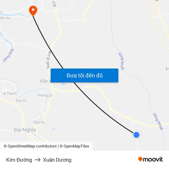 Kim Đường to Xuân Dương map