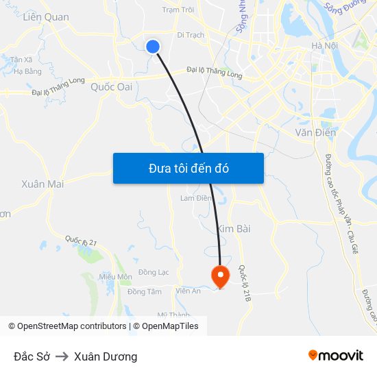 Đắc Sở to Xuân Dương map