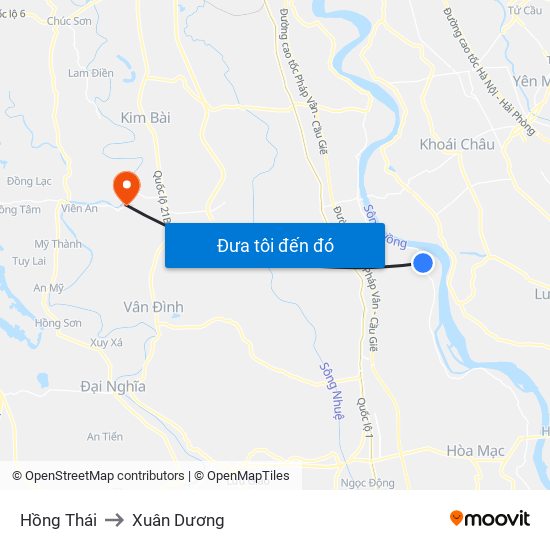 Hồng Thái to Xuân Dương map