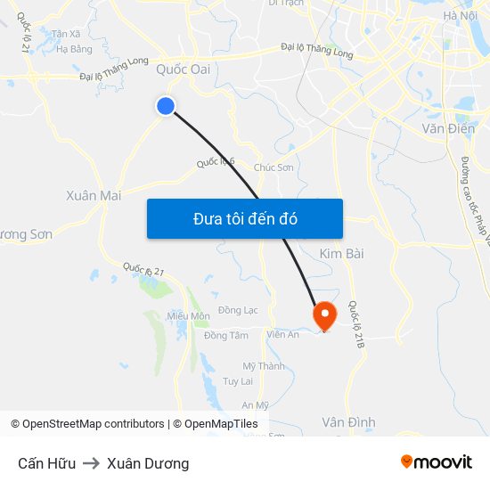 Cấn Hữu to Xuân Dương map