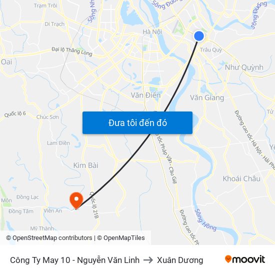 Công Ty May 10 - Nguyễn Văn Linh to Xuân Dương map