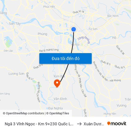 Ngã 3 Vĩnh Ngọc - Km 9+230 Quốc Lộ 3 to Xuân Dương map