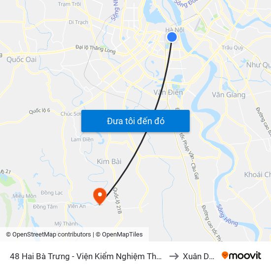 48 Hai Bà Trưng - Viện Kiểm Nghiệm Thuốc Trung Ương to Xuân Dương map