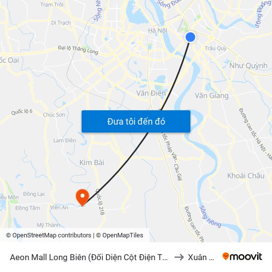 Aeon Mall Long Biên (Đối Diện Cột Điện T4a/2a-B Đường Cổ Linh) to Xuân Dương map