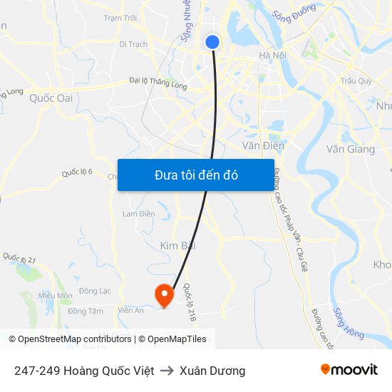 247-249 Hoàng Quốc Việt to Xuân Dương map