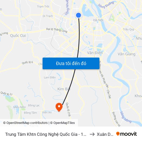 Trung Tâm Khtn Công Nghệ Quốc Gia - 18 Hoàng Quốc Việt to Xuân Dương map