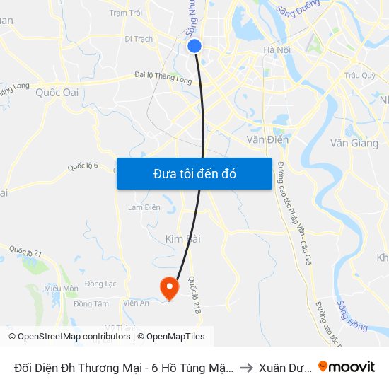 Đối Diện Đh Thương Mại - 6 Hồ Tùng Mậu (Cột Sau) to Xuân Dương map