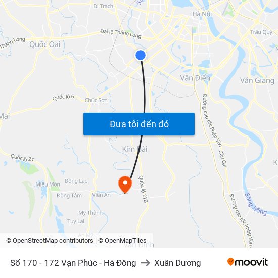 Số 170 - 172 Vạn Phúc - Hà Đông to Xuân Dương map