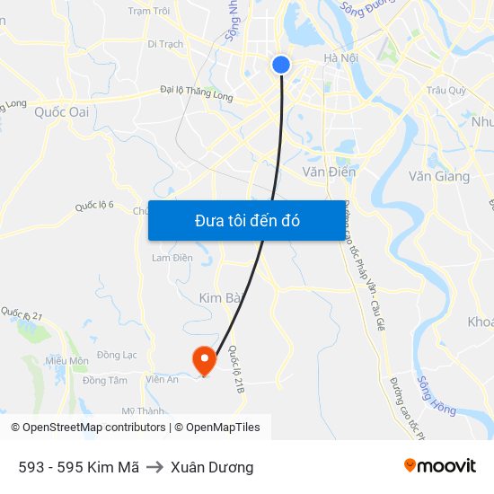 593 - 595 Kim Mã to Xuân Dương map