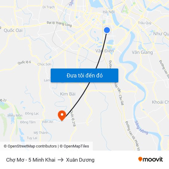 Chợ Mơ - 5 Minh Khai to Xuân Dương map