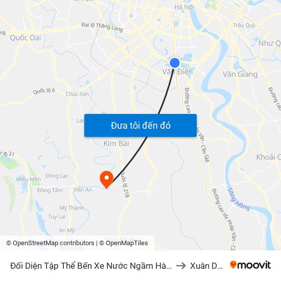 Đối Diện Tập Thể Bến Xe Nước Ngầm Hà Nội - Ngọc Hồi to Xuân Dương map