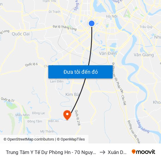 Trung Tâm Y Tế Dự Phòng Hn - 70 Nguyễn Chí Thanh to Xuân Dương map