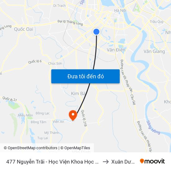 477 Nguyễn Trãi - Học Viện Khoa Học Xã Hội to Xuân Dương map
