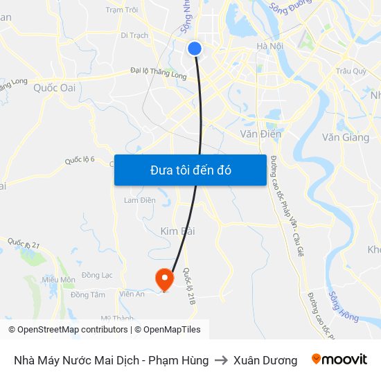 Nhà Máy Nước Mai Dịch - Phạm Hùng to Xuân Dương map