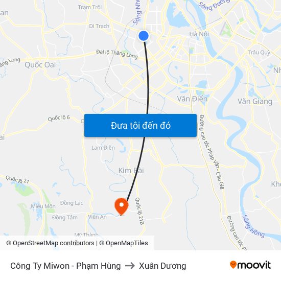 Công Ty Miwon - Phạm Hùng to Xuân Dương map