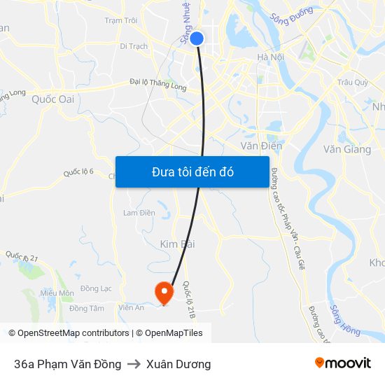 36a Phạm Văn Đồng to Xuân Dương map