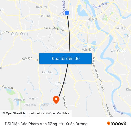 Đối Diện 36a Phạm Văn Đồng to Xuân Dương map