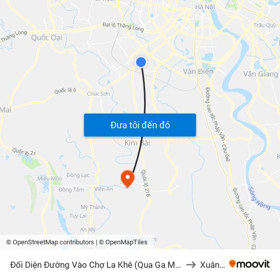 Đối Diện Đường Vào Chợ La Khê (Qua Ga Metro La Khê) - 405 Quang Trung (Hà Đông) to Xuân Dương map