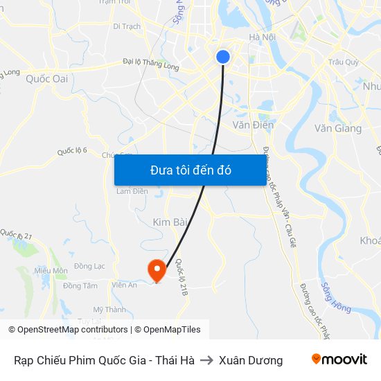 Rạp Chiếu Phim Quốc Gia - Thái Hà to Xuân Dương map