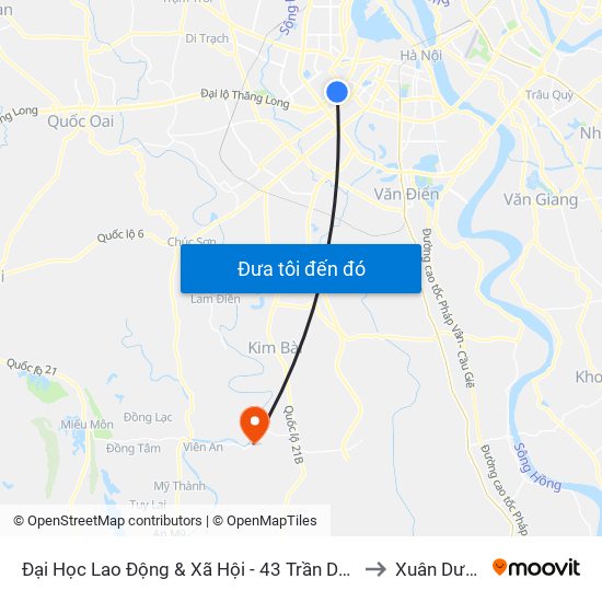 Đại Học Lao Động & Xã Hội - 43 Trần Duy Hưng to Xuân Dương map