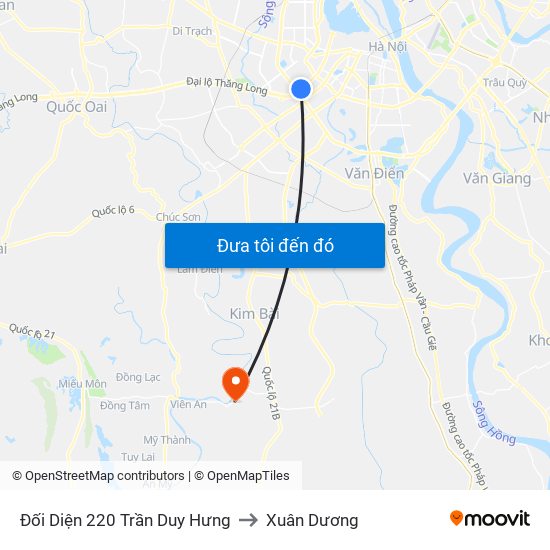 Đối Diện 220 Trần Duy Hưng to Xuân Dương map