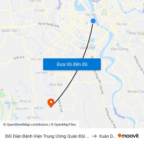 Đối Diện Bệnh Viện Trung Ương Quân Đội 108 - Trần Hưng Đạo to Xuân Dương map