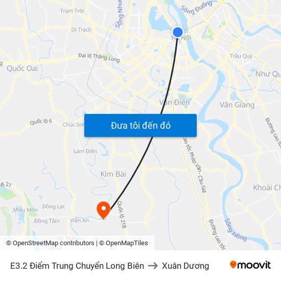 E3.2 Điểm Trung Chuyển Long Biên to Xuân Dương map