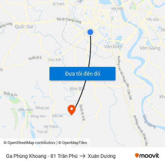 Ga Phùng Khoang - 81 Trần Phú to Xuân Dương map