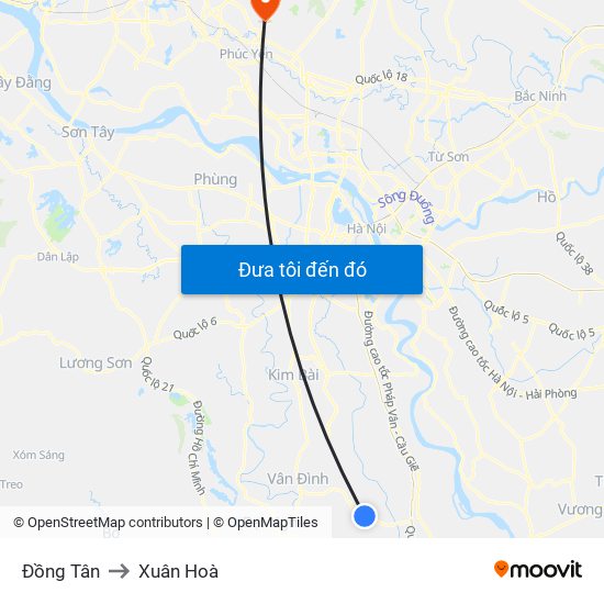 Đồng Tân to Xuân Hoà map