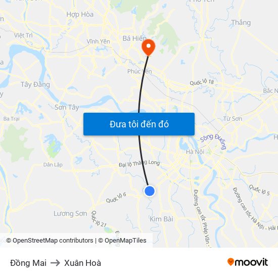 Đồng Mai to Xuân Hoà map