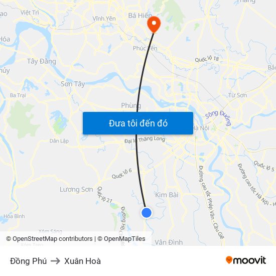 Đồng Phú to Xuân Hoà map