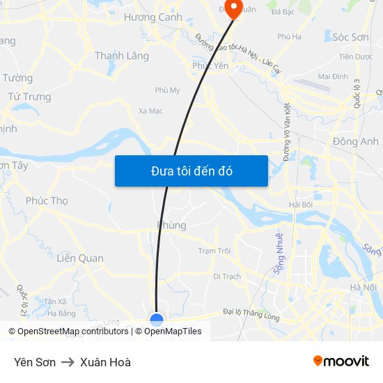 Yên Sơn to Xuân Hoà map