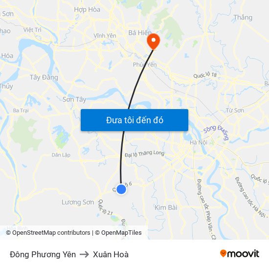 Đông Phương Yên to Xuân Hoà map