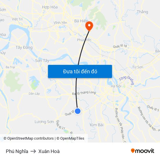 Phú Nghĩa to Xuân Hoà map