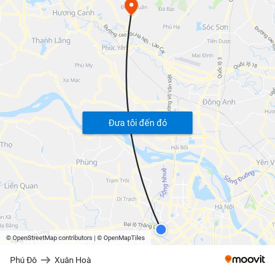 Phú Đô to Xuân Hoà map