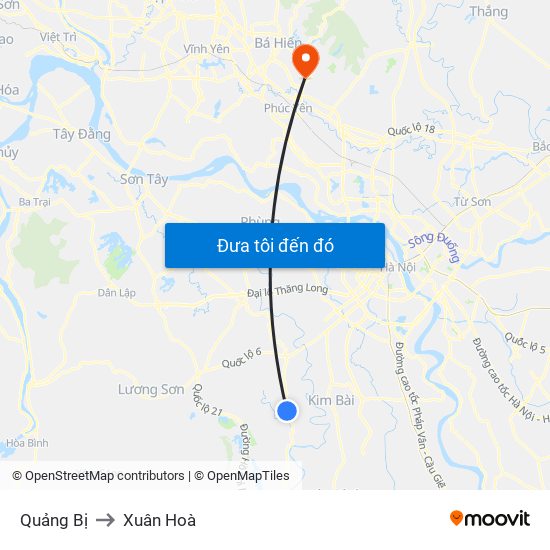 Quảng Bị to Xuân Hoà map
