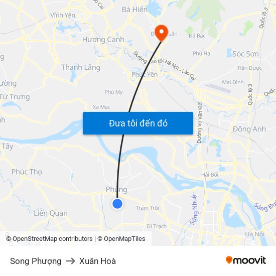 Song Phượng to Xuân Hoà map