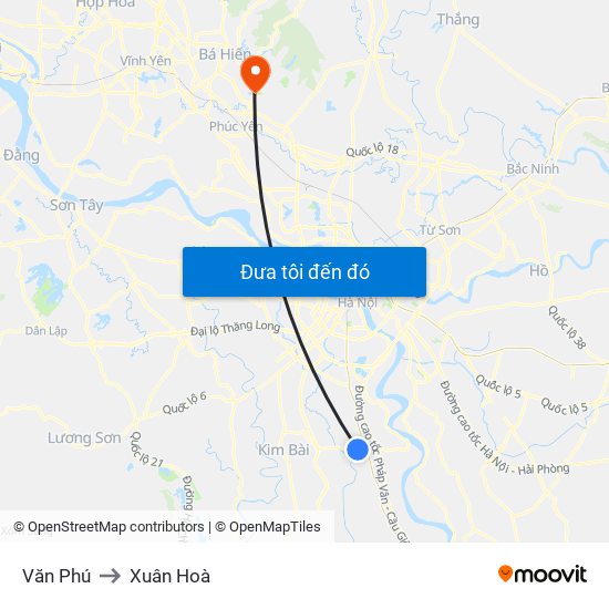 Văn Phú to Xuân Hoà map