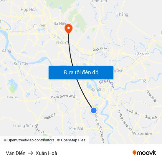 Văn Điển to Xuân Hoà map