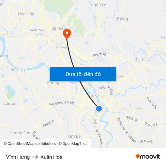 Vĩnh Hưng to Xuân Hoà map