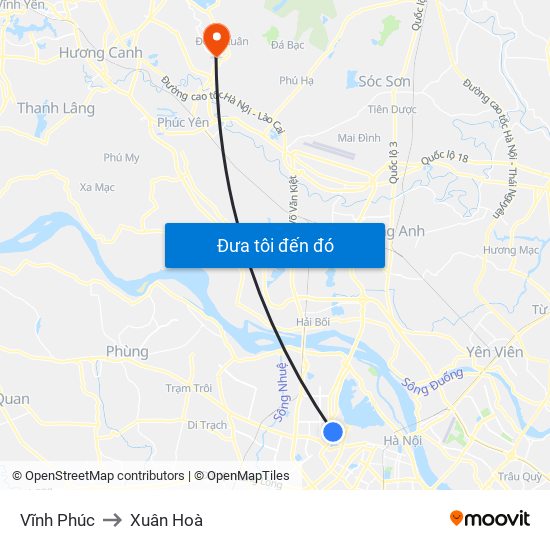 Vĩnh Phúc to Xuân Hoà map