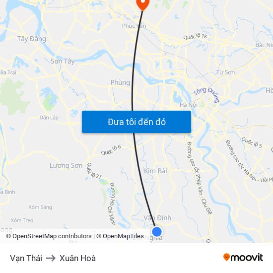 Vạn Thái to Xuân Hoà map
