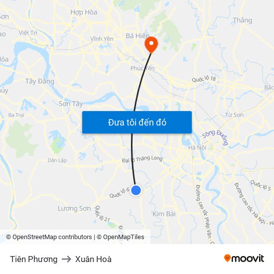 Tiên Phương to Xuân Hoà map