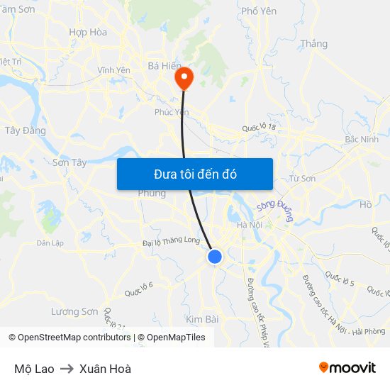 Mộ Lao to Xuân Hoà map